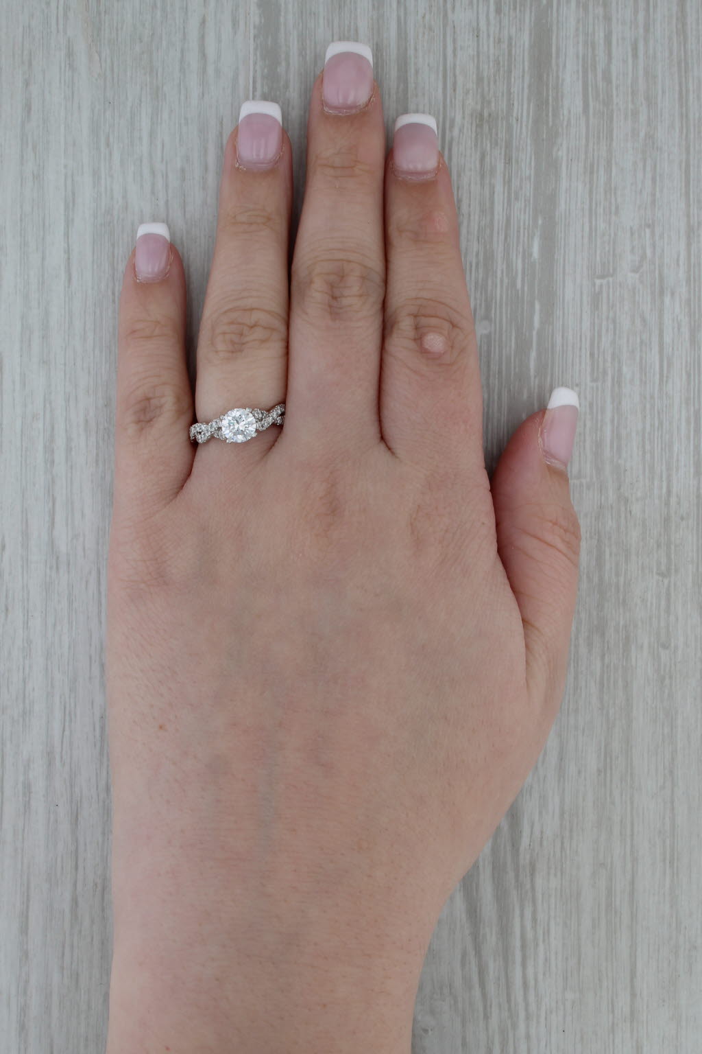 1.24ctw IGI Round Lab Grown Diamond Engagement Ring Woven 14k White Gold Size 6