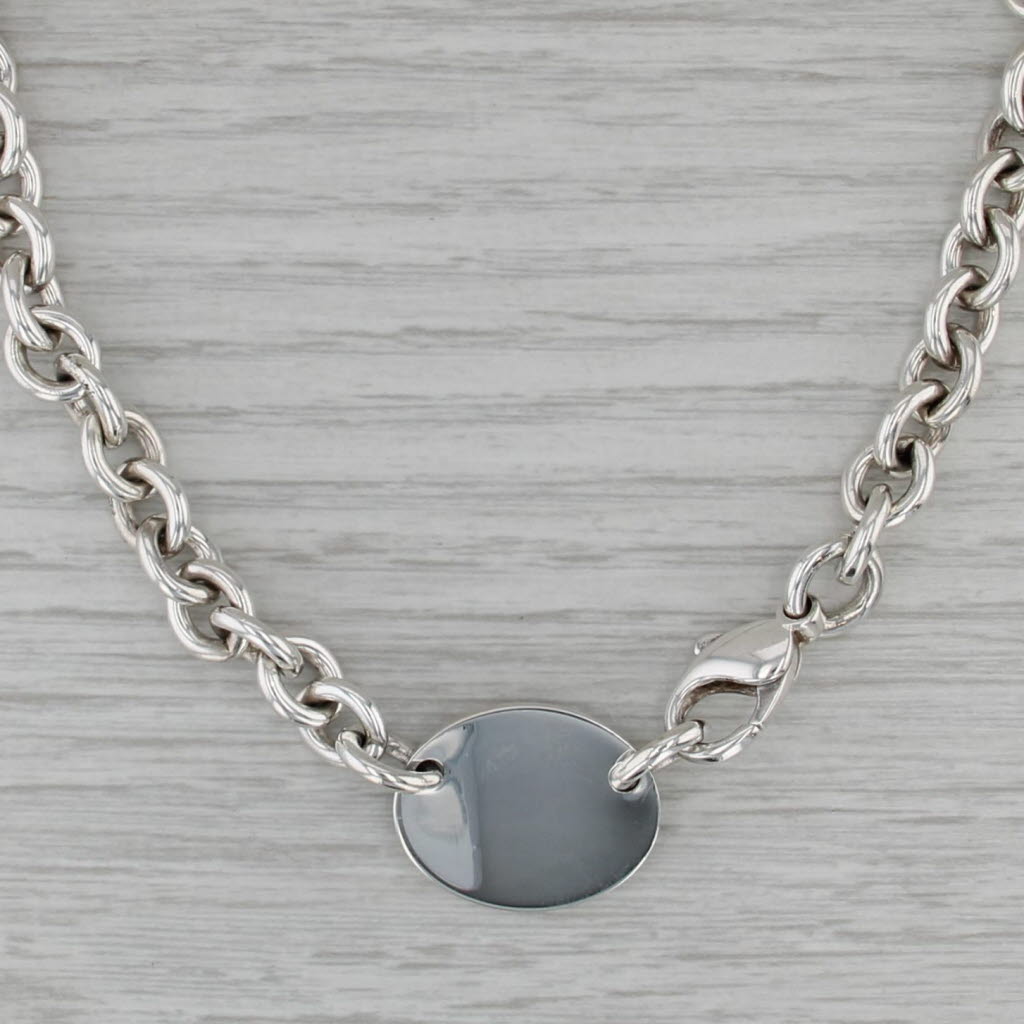 Tiffany Return ID Tag Pendant Necklace Sterling Silver Cable Chain Engravable