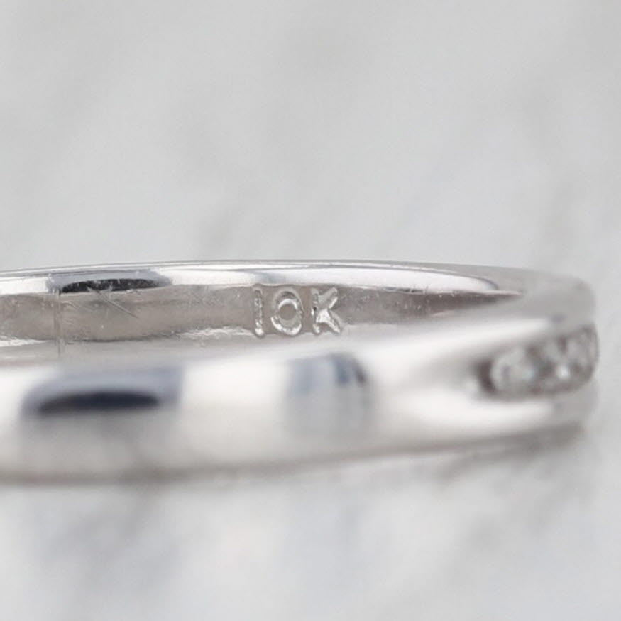 Diamond Wedding Band 10k White Gold Size 7.5 Stackable Ring