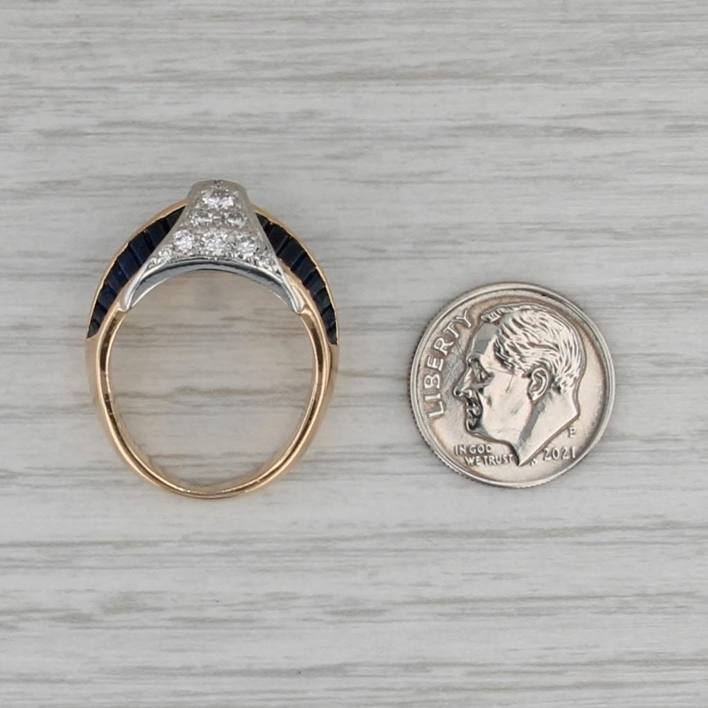 Unique 2.58ctw Diamond Blue Sapphire Ring 18k Gold Platinum Size 7.5 Hammerman