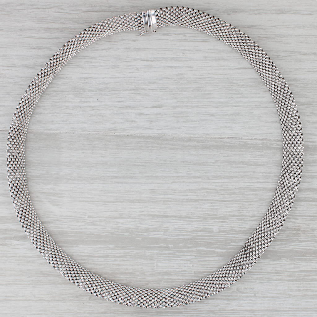 Gray Mesh Chain Necklace Sterling Silver 18.75" 11.8mm Italian