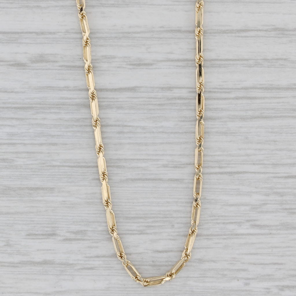 Gray 24" Fancy Cable Chain Necklace 14k Yellow Gold 1.8mm