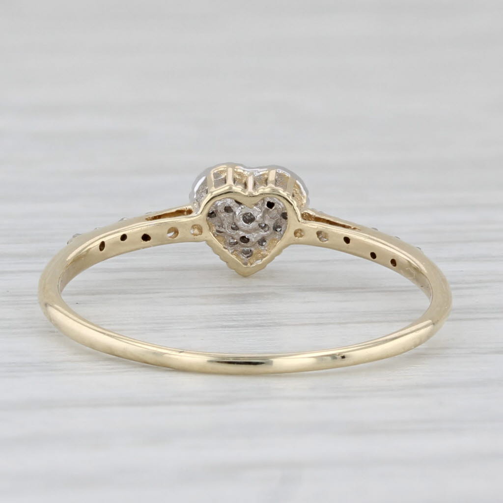 Light Gray 0.10ctw Small Diamond Heart Ring 10k Yellow Gold Size 7 Promise