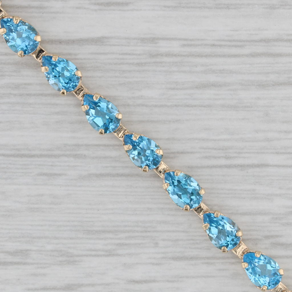 Gray 12ctw Blue Topaz Tennis Bracelet 14k Yellow Gold 7" 4.1mm