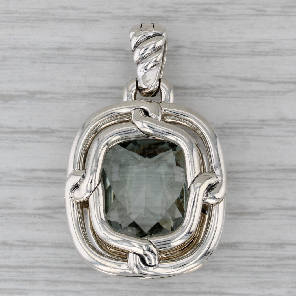 Gray Yurman Labyrinth Prasiolite Diamond Enhancer Pendant Sterling Silver Statement