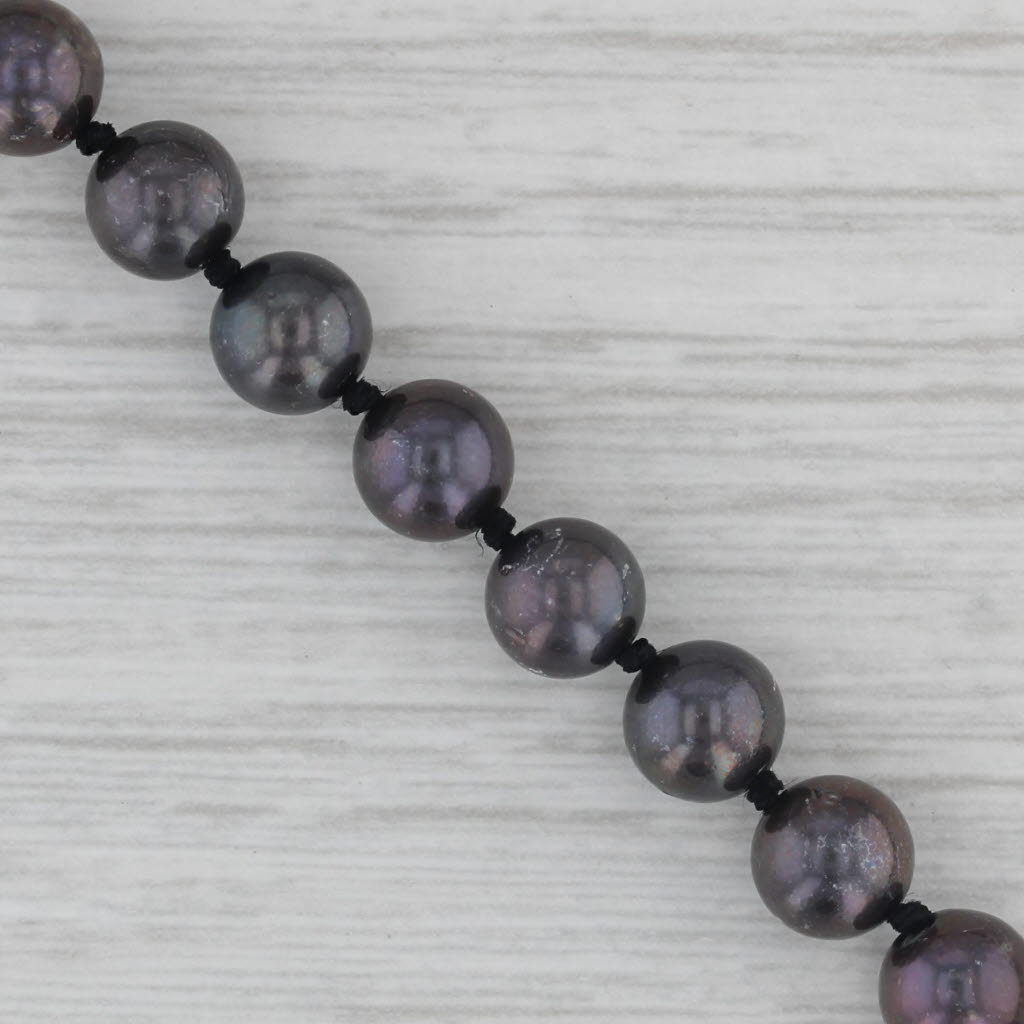 Gray Cultured Freshwater Black Pearl Bead Strand Necklace 14k Gold 19.25"