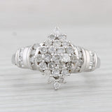 Light Gray 0.75ctw Diamond Cluster Ring 10k White Gold Size 6.75 Engagement