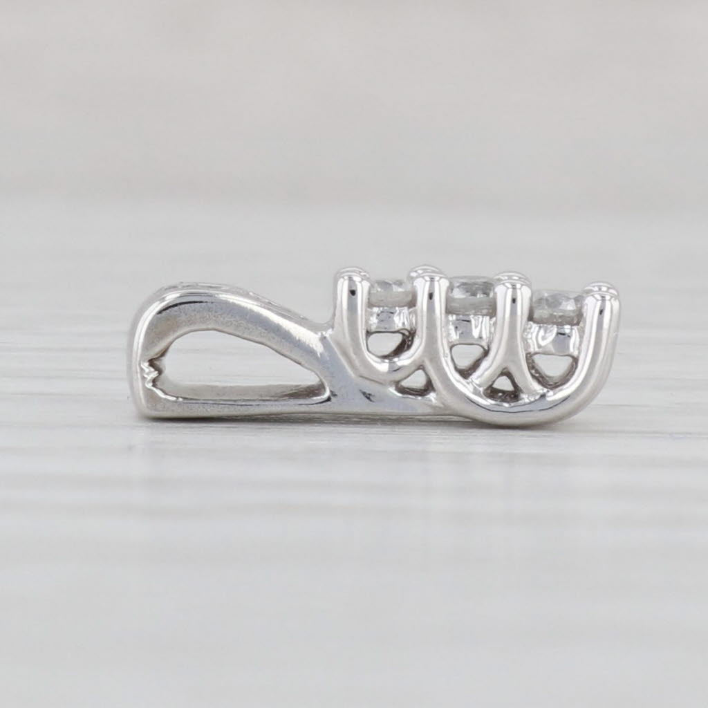 Light Gray 0.19ctw 3-Stone Diamond Journey Pendant 10k White Gold Small Drop