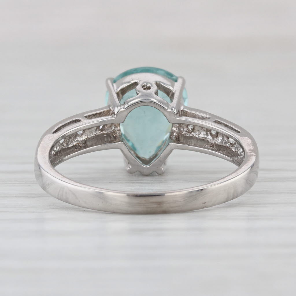 1.95ctw Pear ParaibaTourmaline Diamond Ring 18k White Gold Size 7.75 GIA