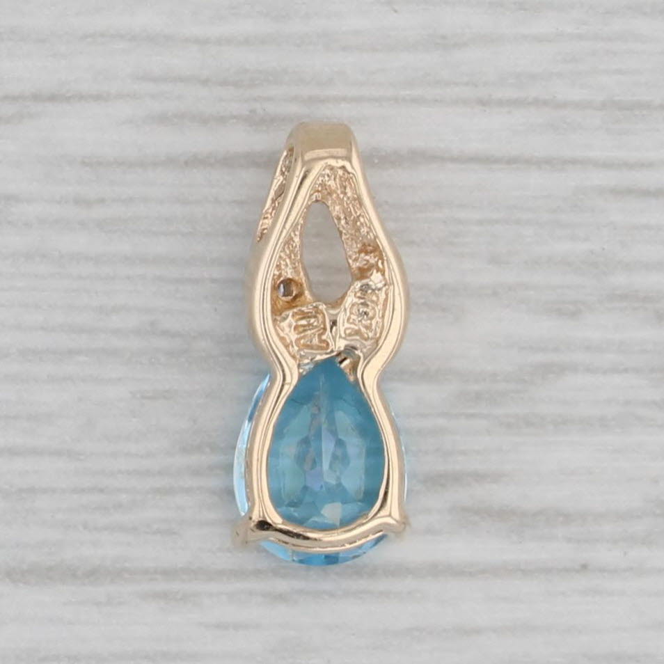 Gray 0.88ct Pear Mystic Blue Topaz Diamond Pendant 10k Yellow Gold