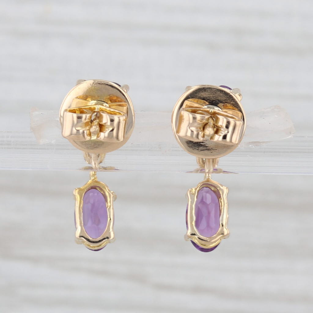 1.80ctw Amethyst Heart Dangle Earrings 14k Yellow Gold Small Drops