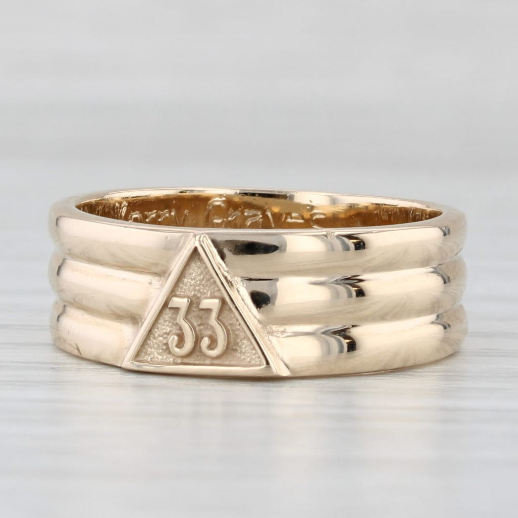 Light Gray 33rd Degree Masonic Scottish Rite Ring 10k Gold Size 9.25 Wedding Band