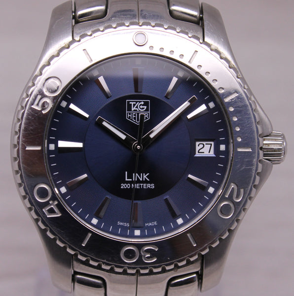 TAG Heuer Link Mens Blue Dial Watch 39mm WJ1112-0 Stainless Swiss Quar