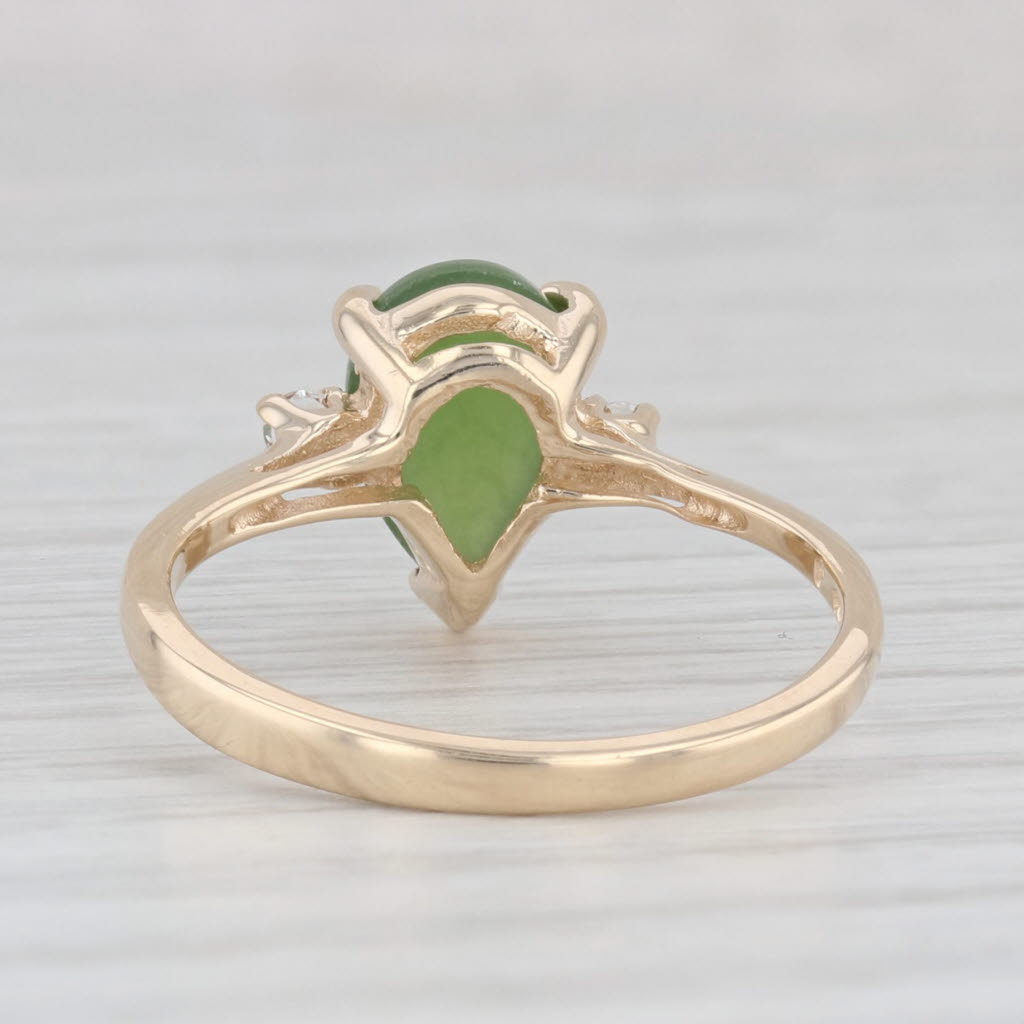 10kt yellow gold nephrite high quality and spinel foliage ring