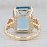 Gray 13ct Emerald Cut Blue Topaz Solitaire Ring 14k Yellow Gold Size 7.25