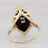 Marquise Onyx Diamond Signet Ring 14k Yellow Gold Size 8.5