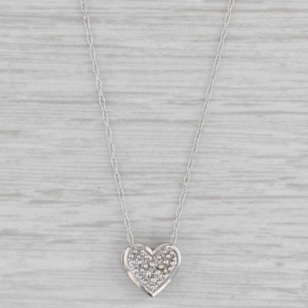 Diamond Heart Pendant Necklace 14k 10k White Gold 18" Rope Chain