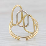 Light Gray Abstract Oval Statement Ring 18k Yellow White Gold Size 7.5