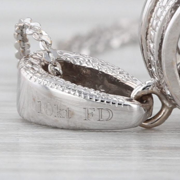 0.15ctw Diamond Pendant Necklace 10k White Gold Adjustable 20.5" S-Link Chain