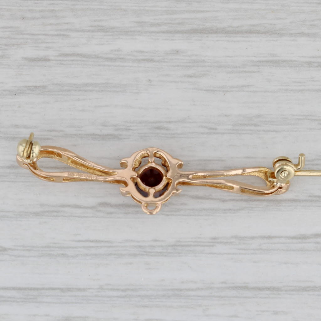 Gray 0.62ctw Round Solitaire Garnet Bar Pin 8k Yellow Gold Brooch