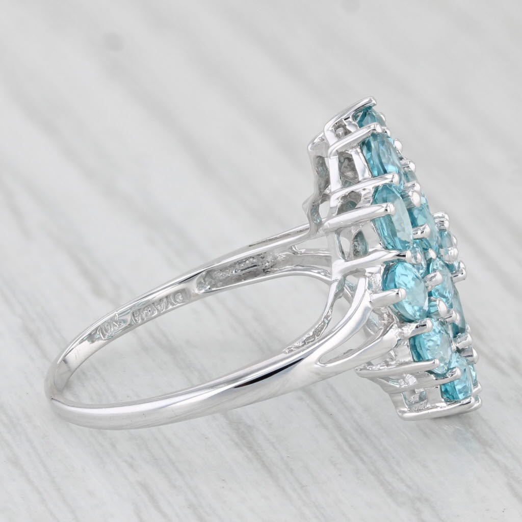 Light Gray 4.85ctw Blue Zircon Cluster Ring 10k White Gold Size 8.25 Cocktail