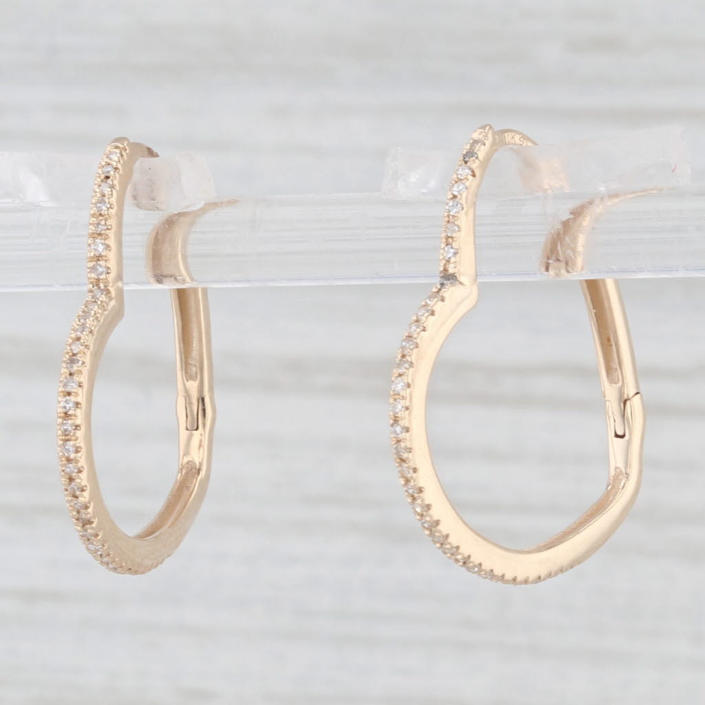 Light Gray New 0.12ctw Diamond Hoop Heart Earrings 10k Yellow Gold Snap Clasp