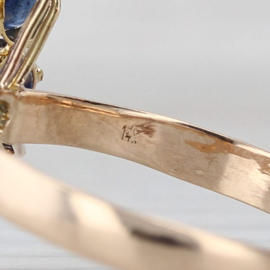 6.20ctw Sapphire Cluster Cocktail Ring 14k Yellow Gold Size 10.5