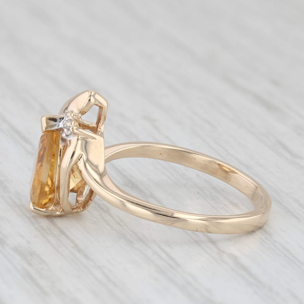 Light Gray 1.20ct Pear Citrine Solitaire Ring 14k Yellow Gold Size 6 Diamond Accents