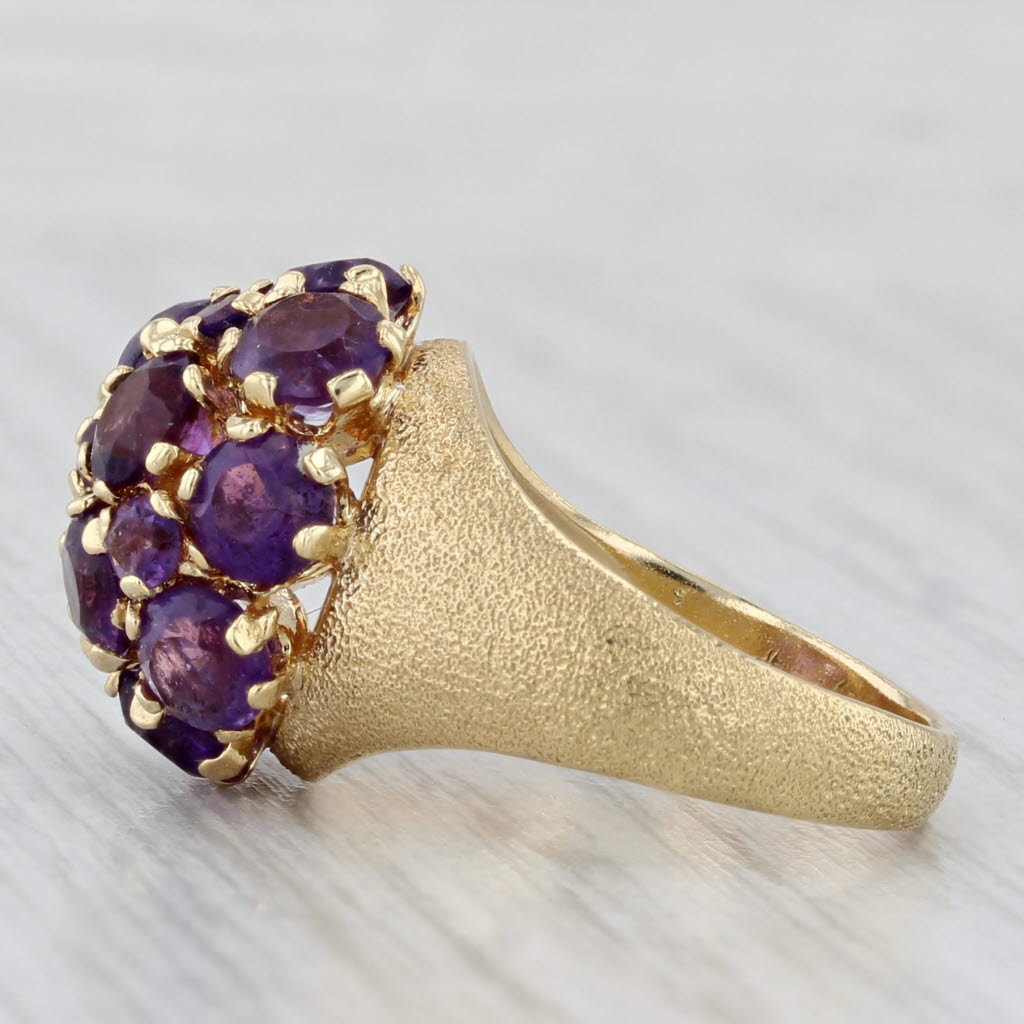 Light Gray 3.75ctw Amethyst Cluster Cocktail Ring 18k Yellow Gold Size 5.5