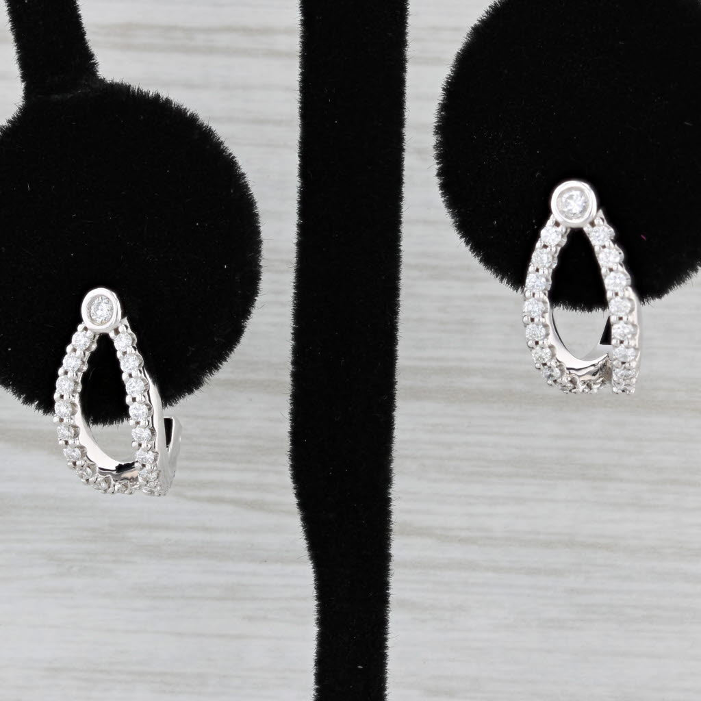 Black New 0.57ctw Diamond Contoured J-Hook Earrings 14k White Gold