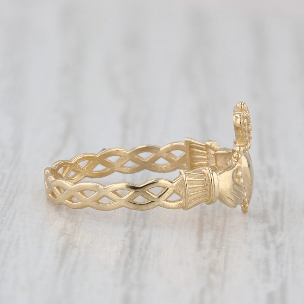 Irish Claddagh Celtic Knot Band Ring 14k Yellow Gold Size 6