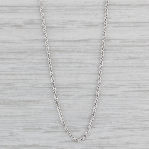 New Round Wheat Chain Necklace 14k White Gold 18" 1mm