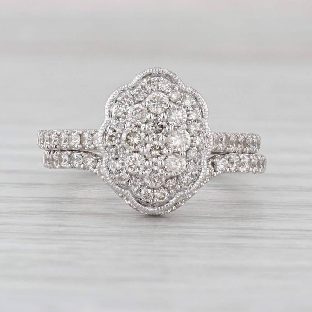 Vintage Bridal 1ctw Diamond Halo Engagement Ring Wedding Band 10k Gold Size 7