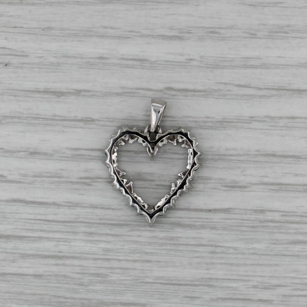 0.76ctw Emerald Diamond Open Heart Pendant 14k White Gold