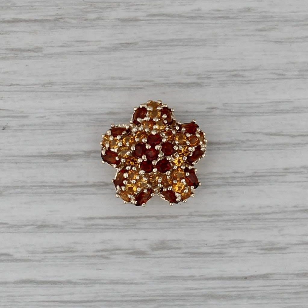 5.76ctw Citrine Flower Pendant 14k Yellow Gold Gemstone Cluster Floating Drop