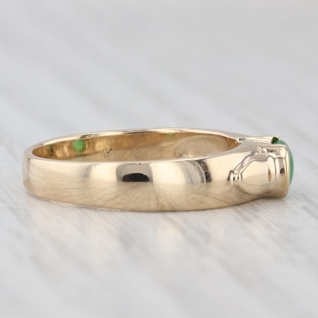 Light Gray Green Jadeite Jade Ring 14k Yellow Gold Oval Solitaire Size 5.5-5.75