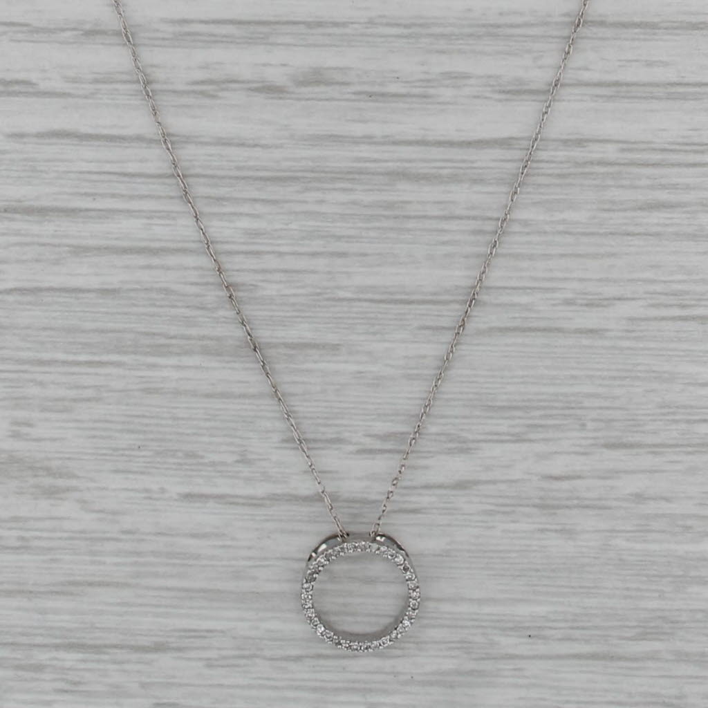 0.10ctw Diamond Eternity Pendant Necklace 14k White Gold 19.25" Rope Chain