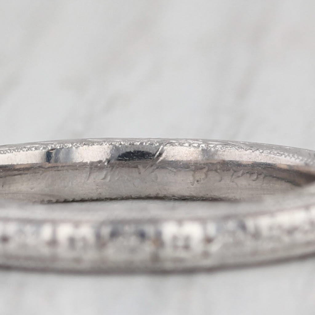 Hand Engraved Floral Wheat Pattern Wedding Band Stackable Ring 14k Gold Size 5