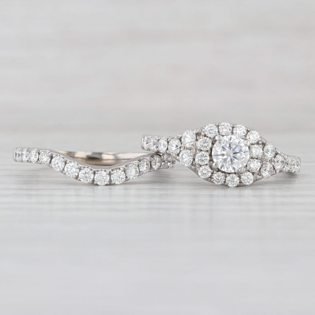 1.30ctw LEO Diamond Engagement Ring Wedding Band Bridal Set 14k White Gold Sz 7