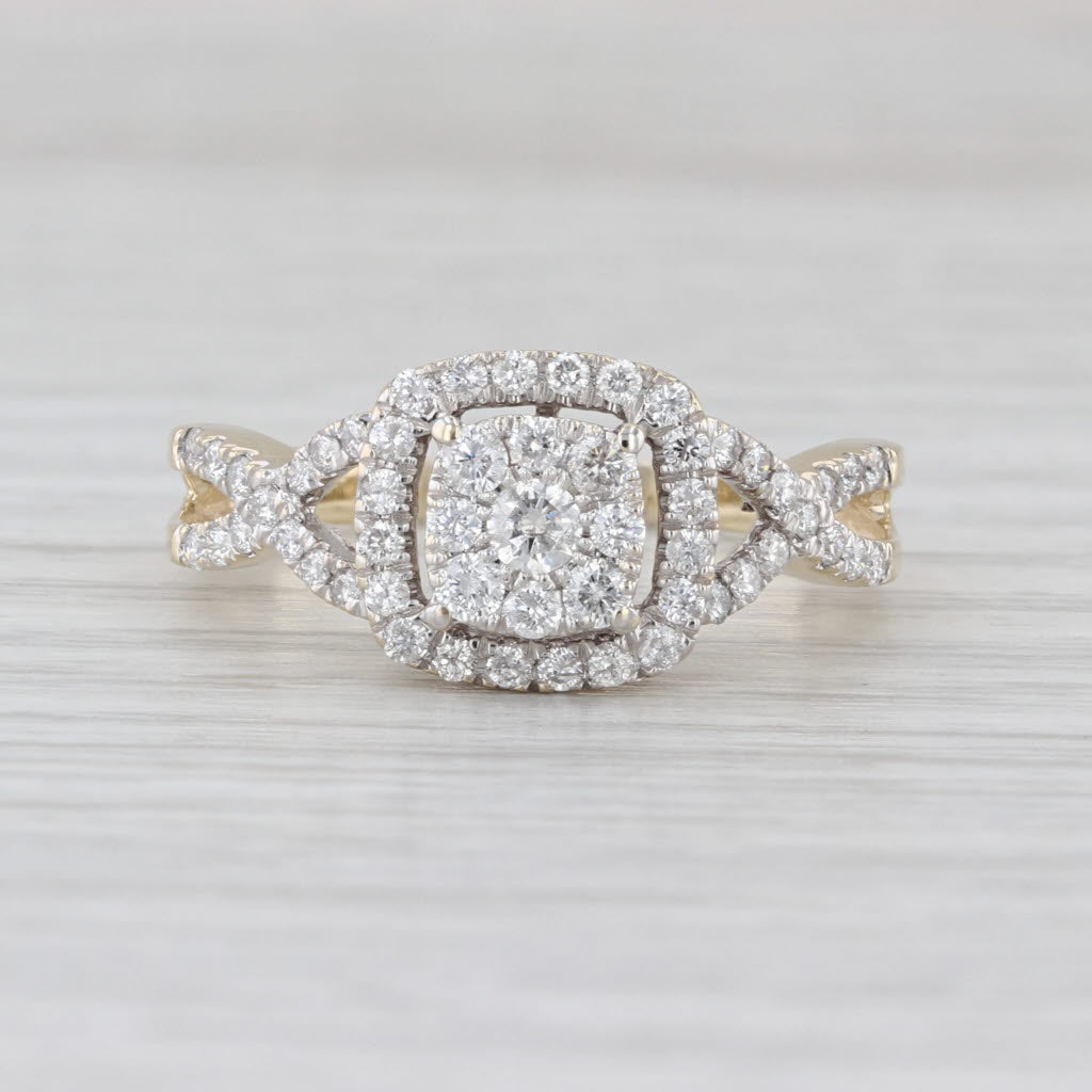 0.75ctw Diamond Halo Engagement Ring 14k Yellow Gold Size 9