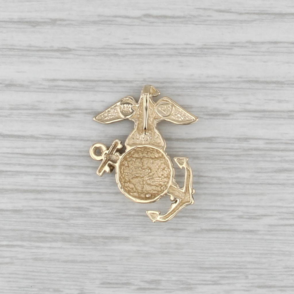 US Marine Corps Insignia Pendant 14k Yellow Gold Eagle Globe Anchor