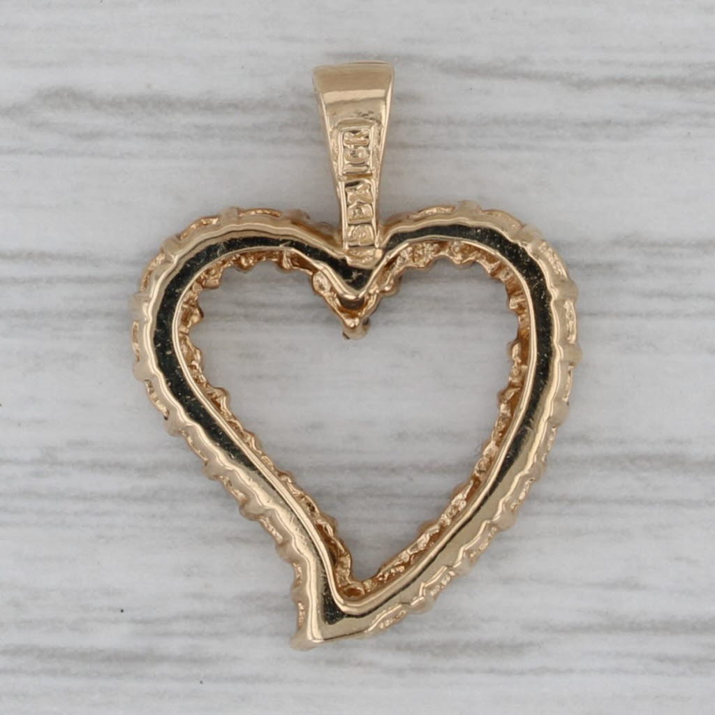 Dark Gray 0.37ctw Diamond Open Heart Pendant 10k Yellow Gold