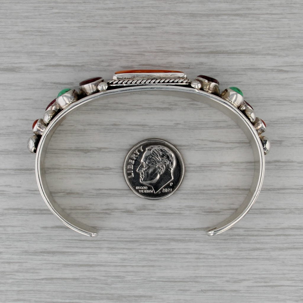Albert Jake Stone Cuff Sterling Silver Navajo Native American Mother of Pearl