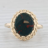 Vintage Bloodstone Ring 14k Yellow Gold Size 6.75 Oval Solitaire