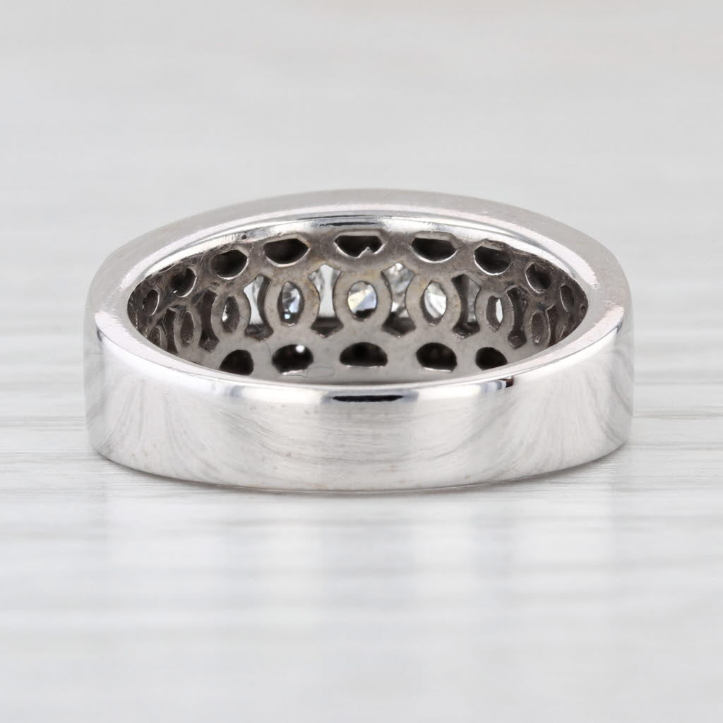 0.87ctw Diamond Wedding Anniversary Ring 14k White Gold Size 6.75-7 Band