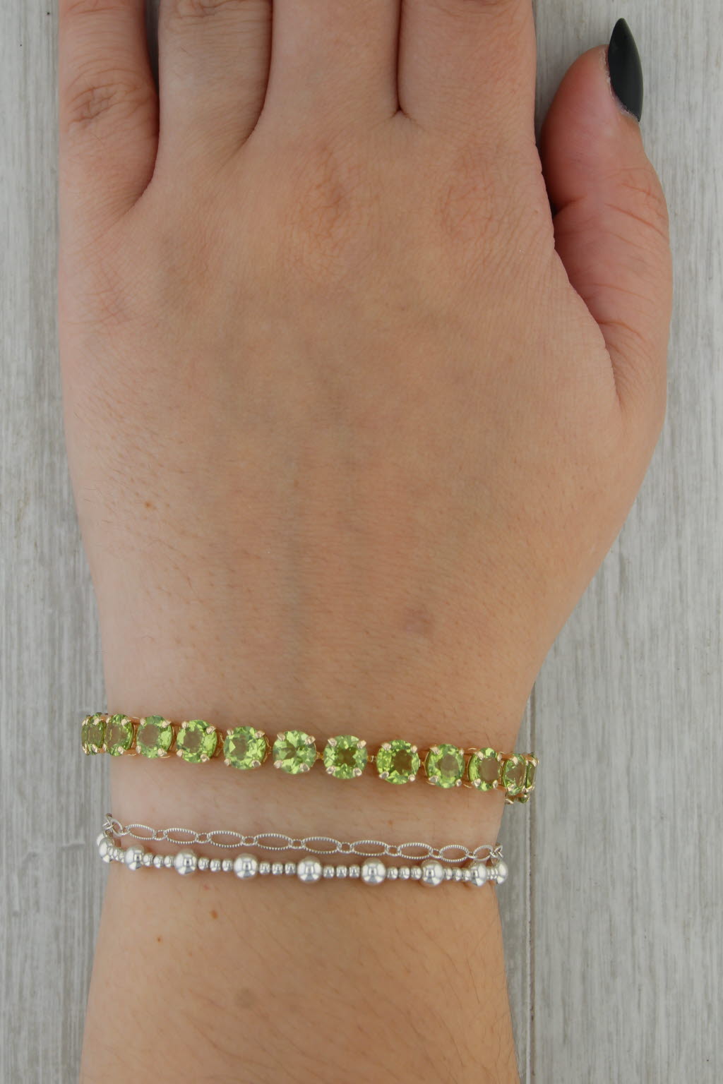26ctw Peridot Tennis Bracelet 14k Yellow Gold 7" 6mm