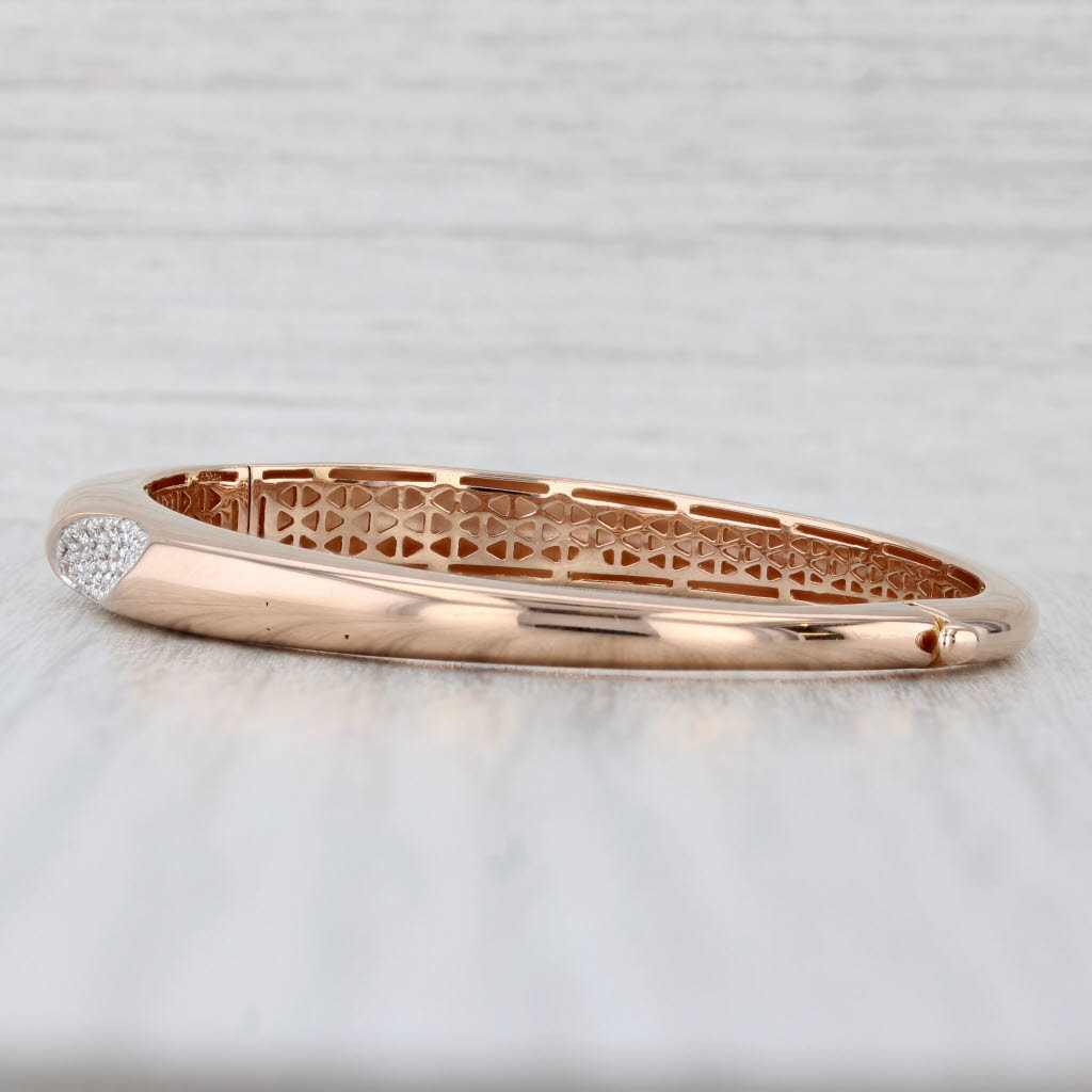 Light Gray Roberto Coin 0.33ctw Diamond Capri Bangle Bracelet 18k Rose Gold 6"
