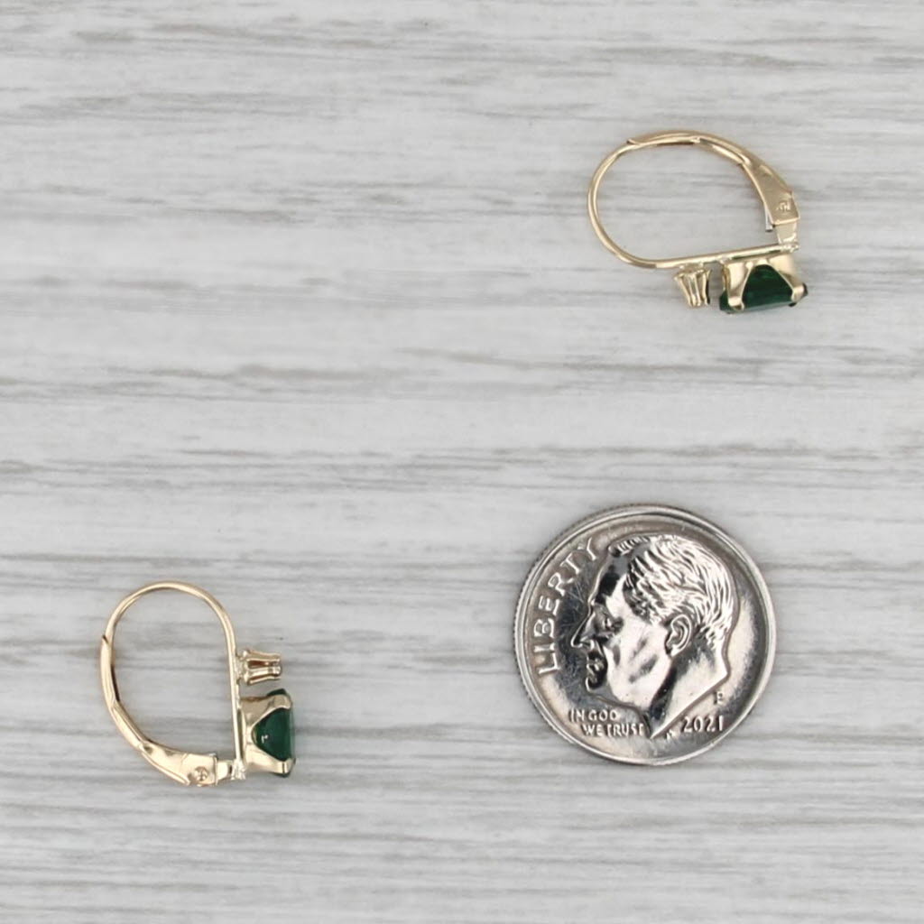 0.90ctw Emerald Diamond Drop Earrings 14k Yellow Gold Level Backs
