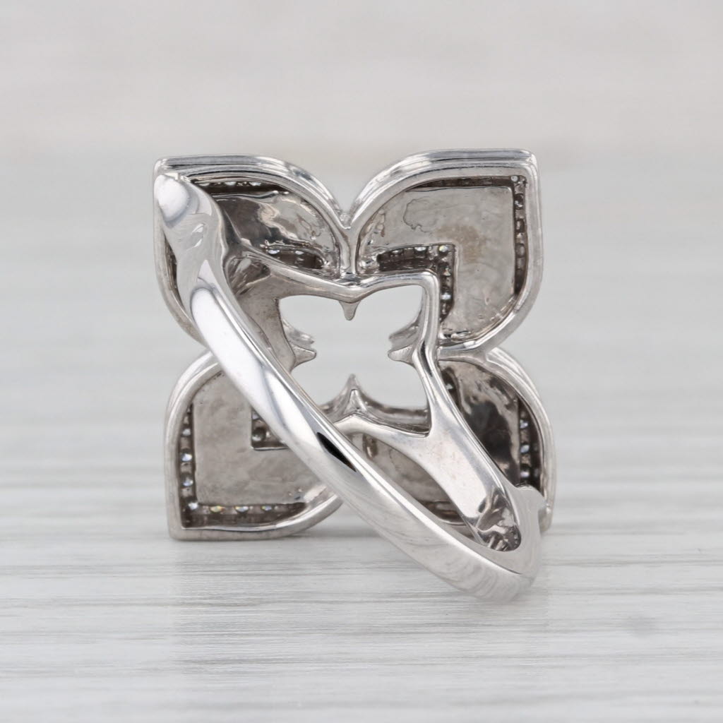 0.35ctw Diamond Ceramic Flower Cocktail Ring 14k White Gold Size 7.25