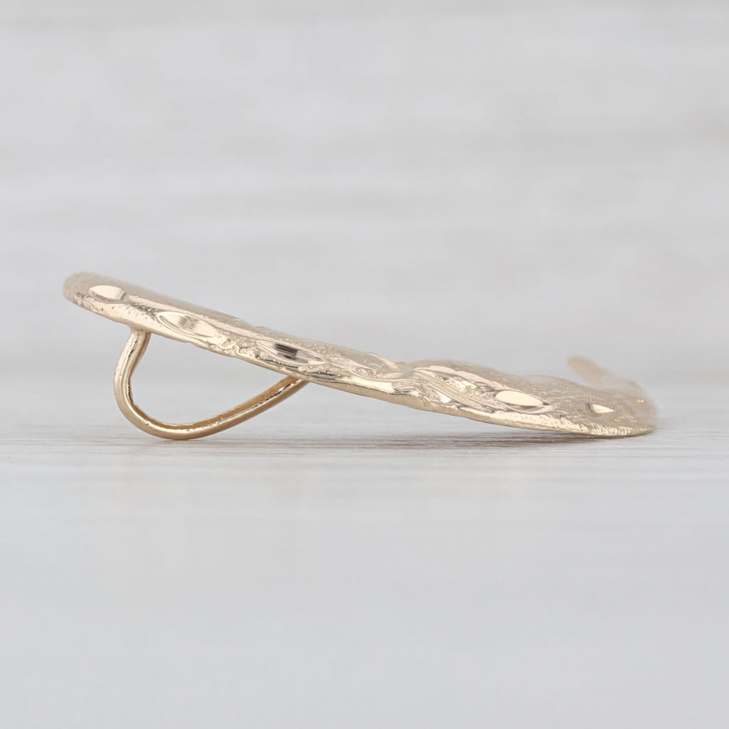 Crescent Moon with face Pendant 14k Yellow Gold Floating Drop